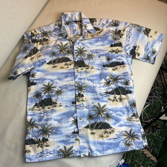 Pierre Cardin Hawaiian Tropical Short Sleeved Button Down Mens Medium